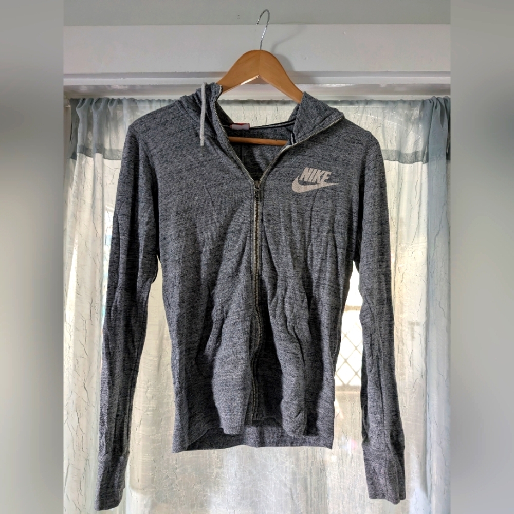 Nike Gray Zip-Up Sweater with Athletic Fit